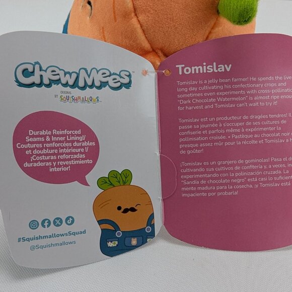 Squishmallows Chew Mees Tomislav Dog Toy Plush 4" Carrot Squeaker Crinkle Pet - Picture 6 of 7